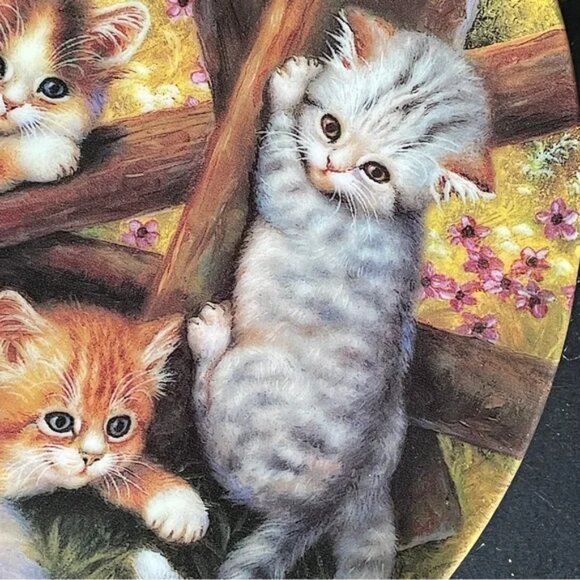 Vtg 1996 Plate FENCE MEETING POINT Collectible Signed J Schotz Porcelain GERMAN - Picture 6 of 13